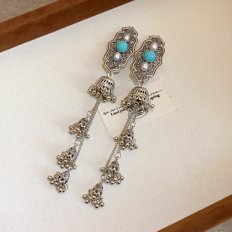 Ethnic Style Velvet Bell Tassel Headband New Chinese Style National Trend High Skull Top Headband Niche High-end Retro Hair Accessory