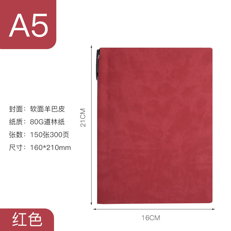 Custom Side Pen Slot Notebook logo Thickened Sheepskin Leather Notebook A5/A6Minimalist Business Journal