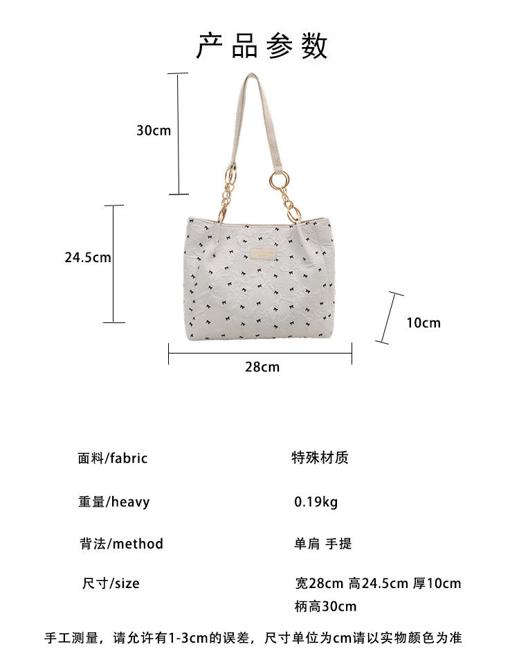 2025Trendy Fashion Bowknot Pleated Large Capacity New Casual Simple Commuter Single Shoulder Crossbody Underarm Bag for Women