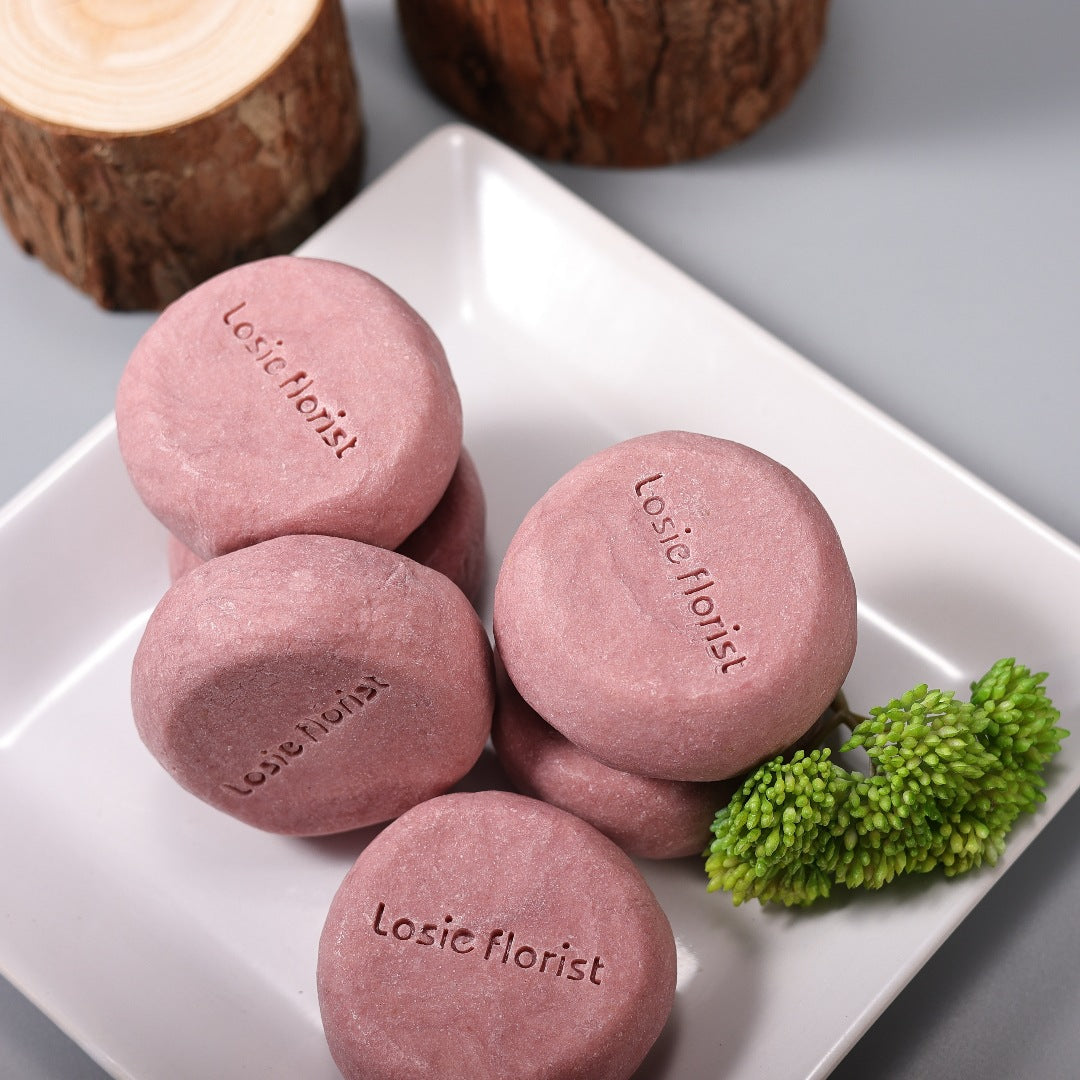 Roselle Flower Tangerine Peel Rosewood Handmade Grinding Soap Cold Process Handmade Soap Round Soap Facial Cleansing Bath Essential Oil