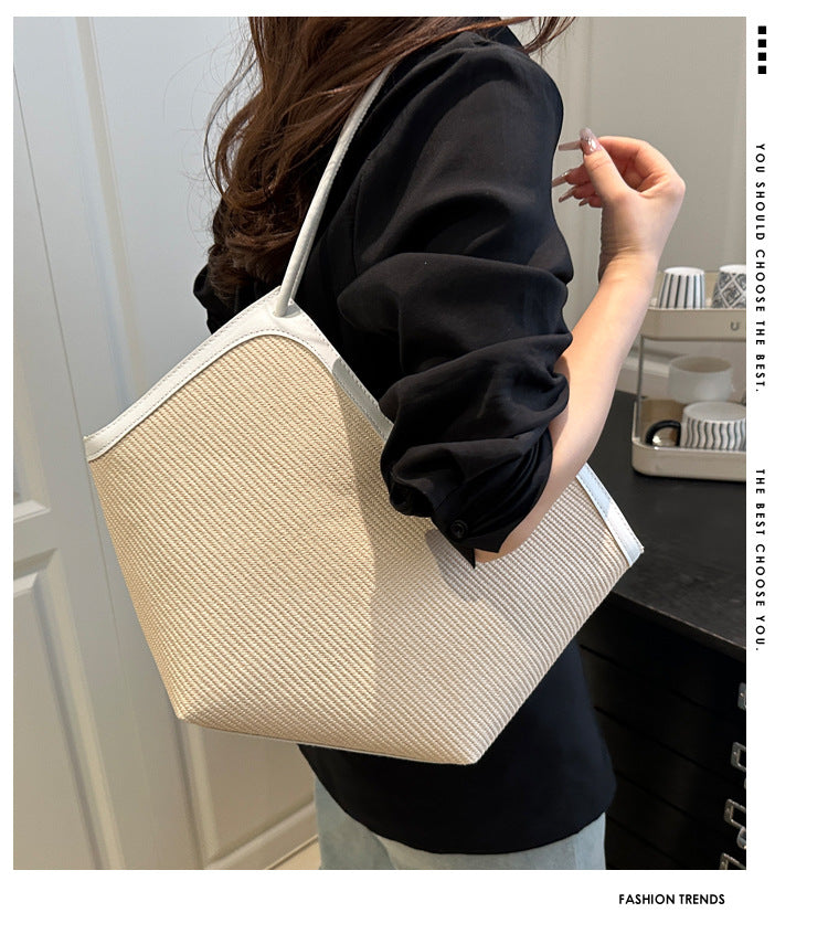 Summer Patchwork Large Capacity Women2025New Fashionable Loose Style Trendy New Casual Tote Shoulder Underarm Bag