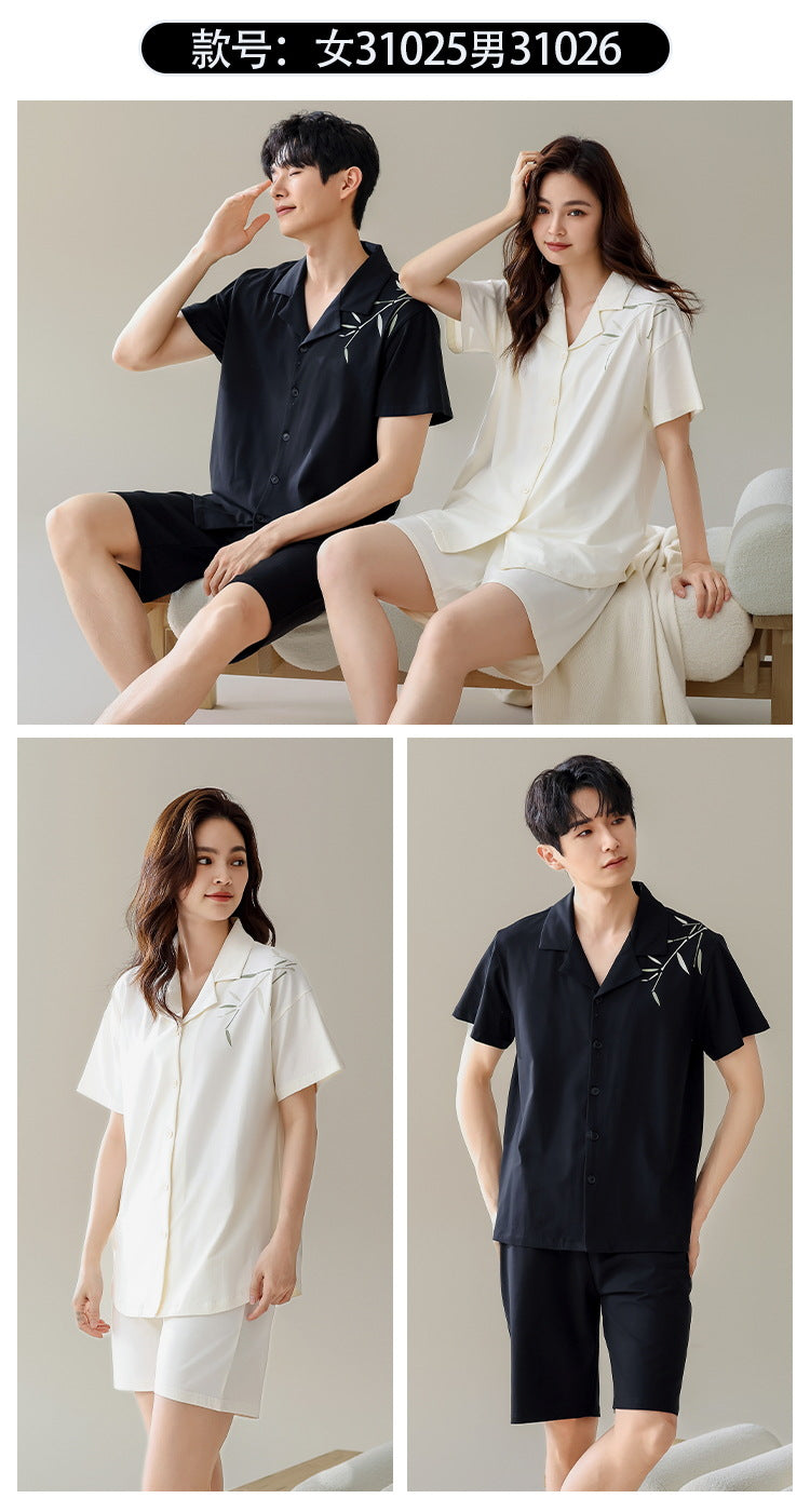 Summer New Cotton Cardigan Pajamas for Women, Thin High-End Feel, Men's Loungewear, Casual Wearable Couple Pajamas