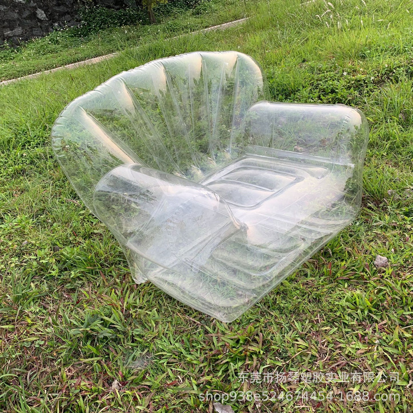 In Stock Transparent Sofa PVC Inflatable Sofa Camping Inflatable Lazy Recliner Single Seat Stuffable Doll Stool