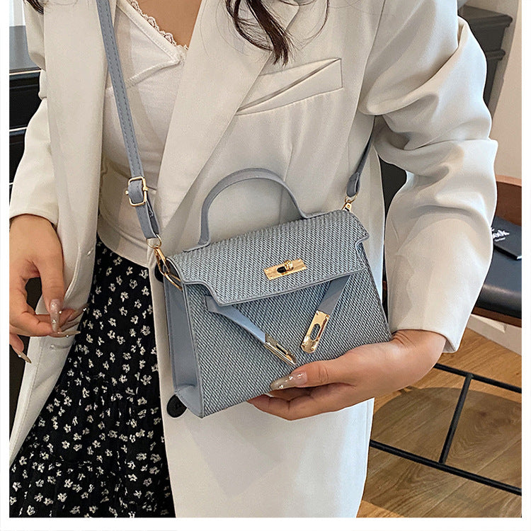 Bag2024New Fashion Small Square Bag Texture PU Handbag Retro Simple Shoulder Bag Trendy Versatile Crossbody