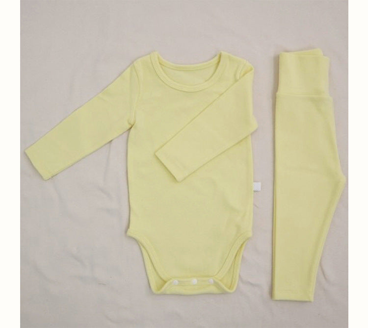 Baby Romper Spring and Autumn a High-Waist Belly Protection Pants Set Baby Spring and Autumn Triangle Romper Bodysuit Jumpsuit