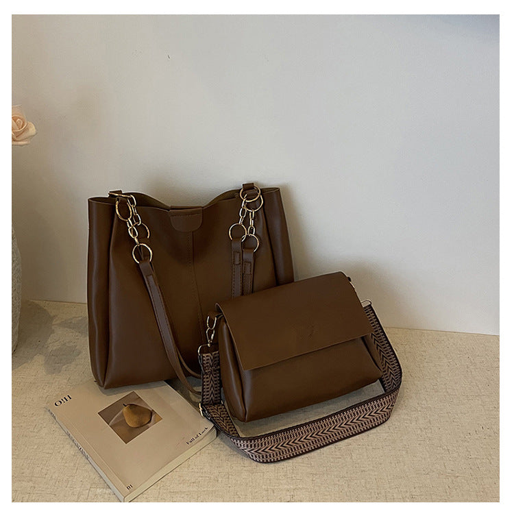 Women's two-piece large capacity bag set2024New Fashion Commuting Handbag Simple Casual Shoulder Tote Bag for Women