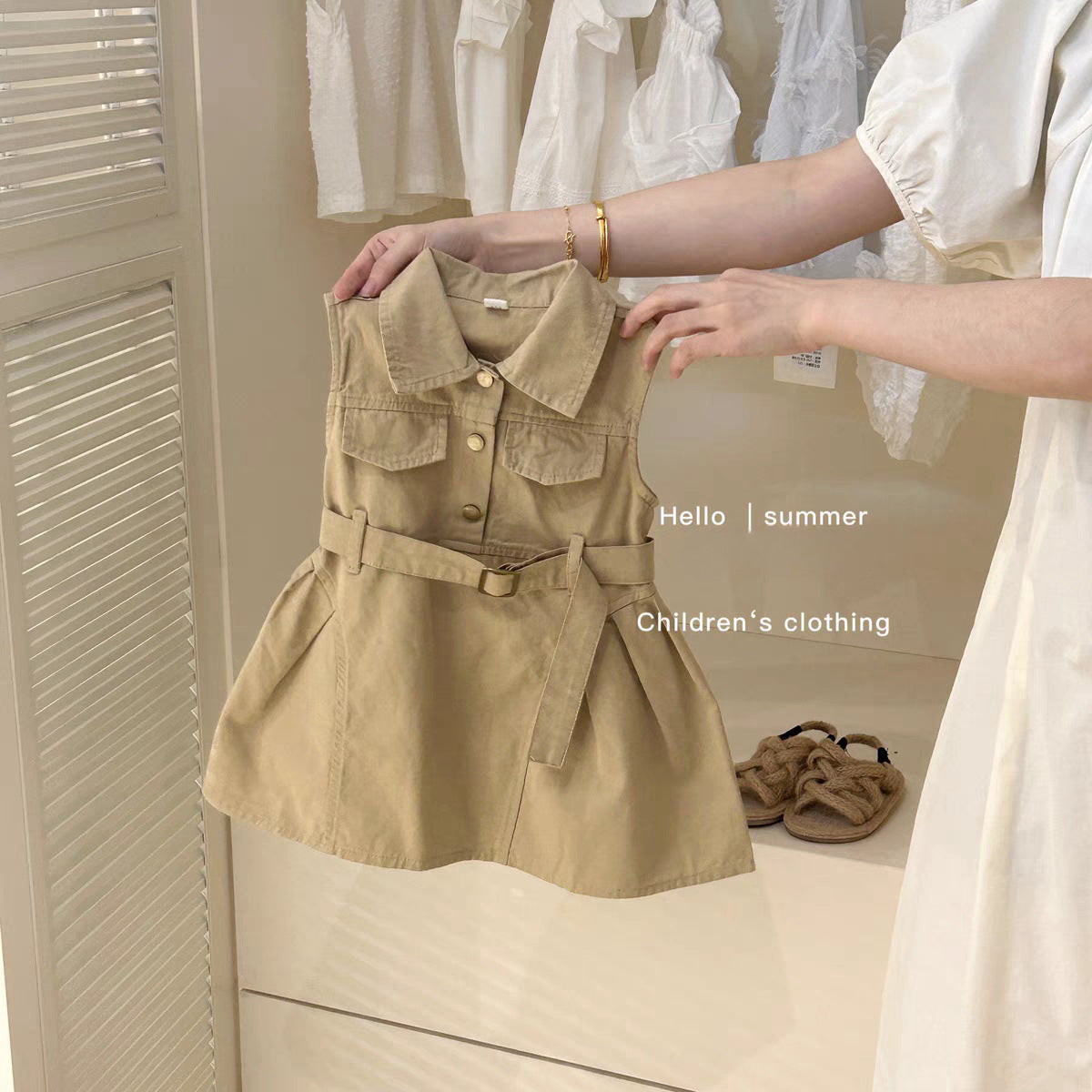 Little Salted Lemon baby Summer New Dress2025Girls' Embroidered Flower Bud Dress Stylish Baby Girl Tank Dress Trendy