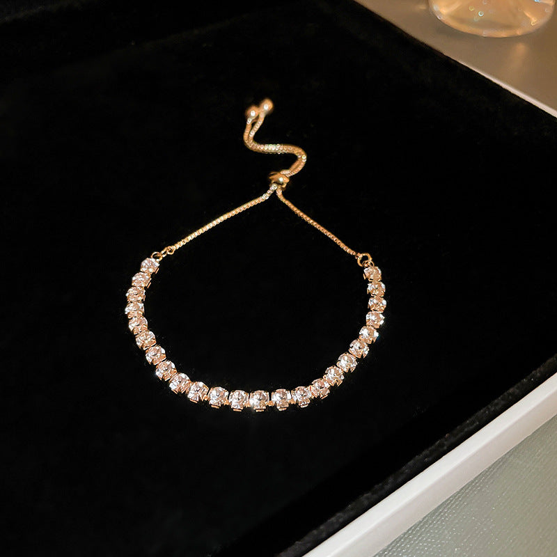 Xiaohongshu Same Style Hot-Selling Zircon Bracelet Light Luxury Niche Exquisite High-End Feel Adjustable Pull Jewelry for Women