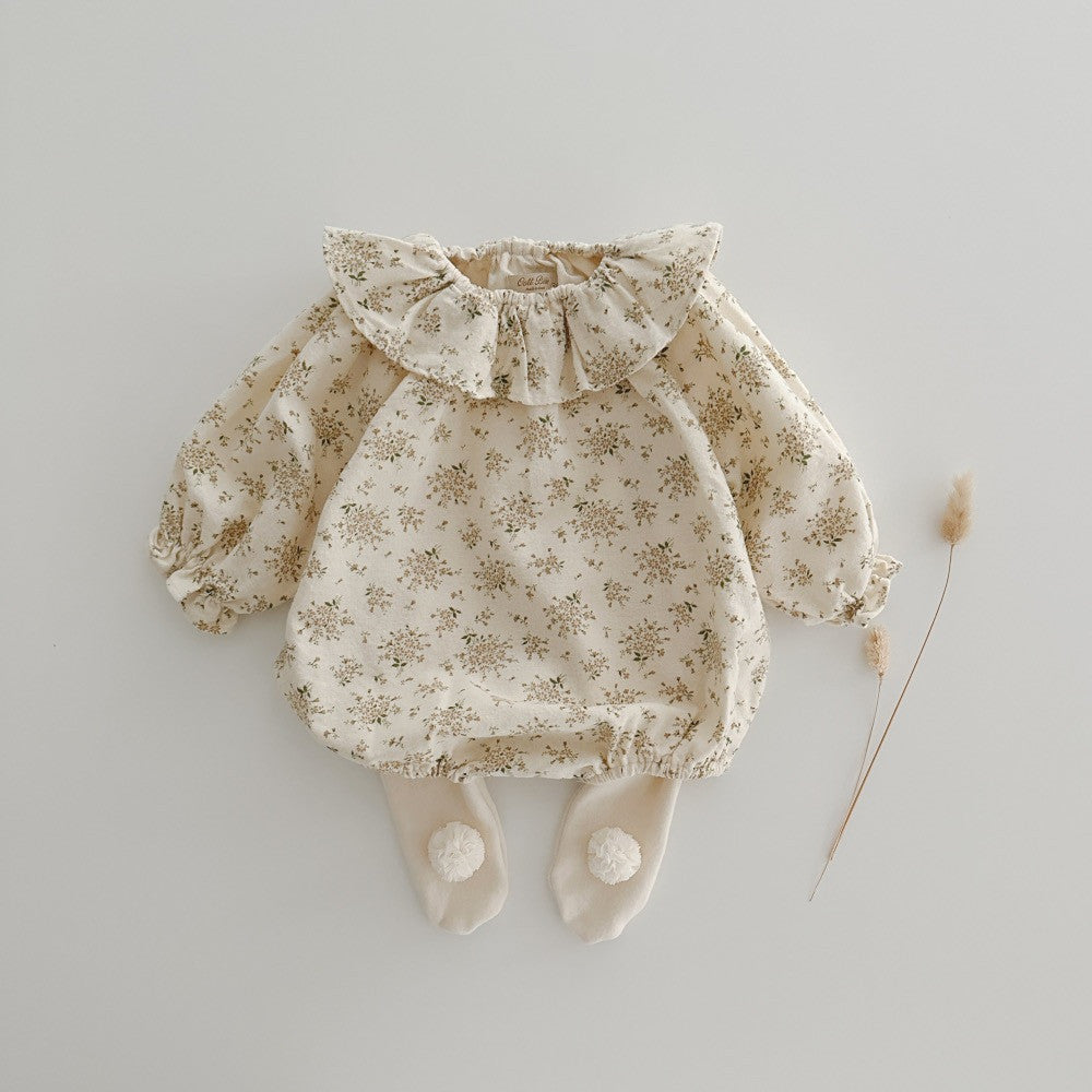 Children's Autumn Outfit Korean Style Baby Floral Romper Set2025Autumn New Baby One-Piece Outfit