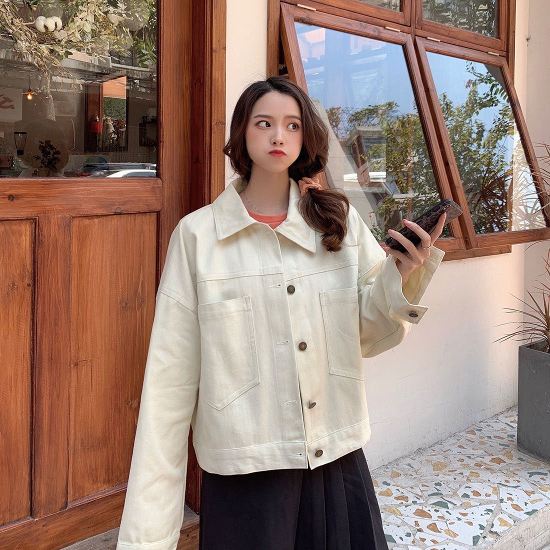2022Spring and Autumn New Style Internet Celebrity Loose Versatile ins Trendy Short Fresh Denim Jacket for Women Loose Fit