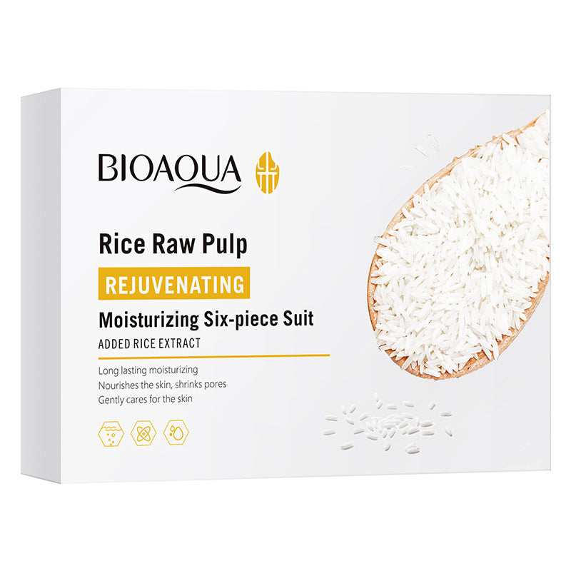 Full English Rice Skincare Set BIOAOUA Rice Puree Series Six-Piece Set Box Cross-Border Wholesale