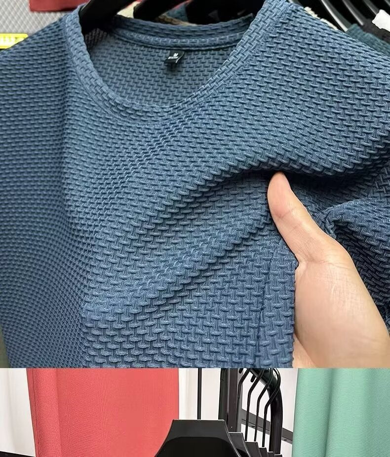 Summer New Stretch Bamboo Mesh Ice Silk t Men's Short Sleeve Round Neck Half Sleeve Base Shirt Summer Men T T shirt