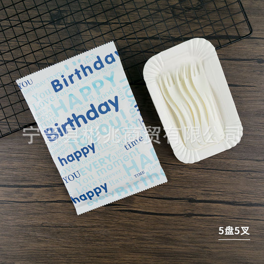 Birthday Cake Cutlery Set Bakery Disposable Cutlery Plates Food Grade Cake Shop Plastic Tableware