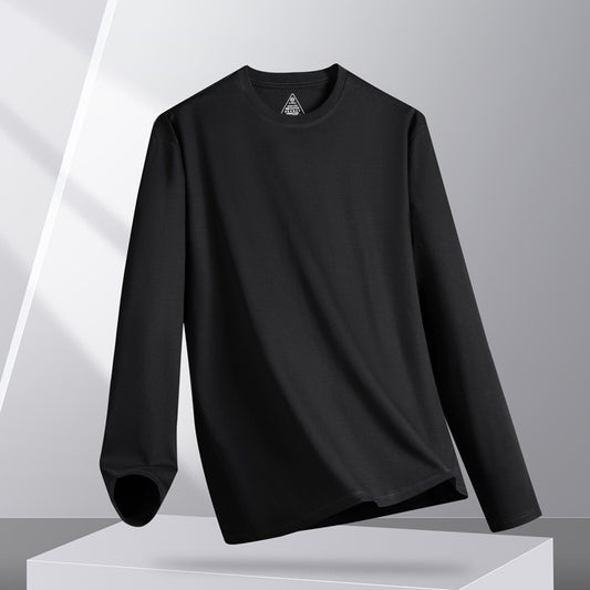 Pure Cotton Liquid Ammonia Triple Protection Long Sleeve t Men's T-shirt2025Autumn Unisex Crew Neck Pullover Solid Color Basic T-Shirt