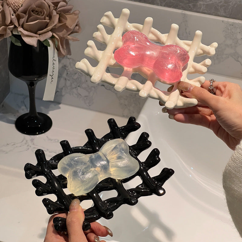 Light Luxury Soap Dish Soap Holder Ceramic Draining Rack Household High-end Bathroom Washstand Storage Artifact