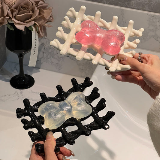 Light Luxury Soap Dish Soap Holder Ceramic Draining Rack Household High-end Bathroom Washstand Storage Artifact