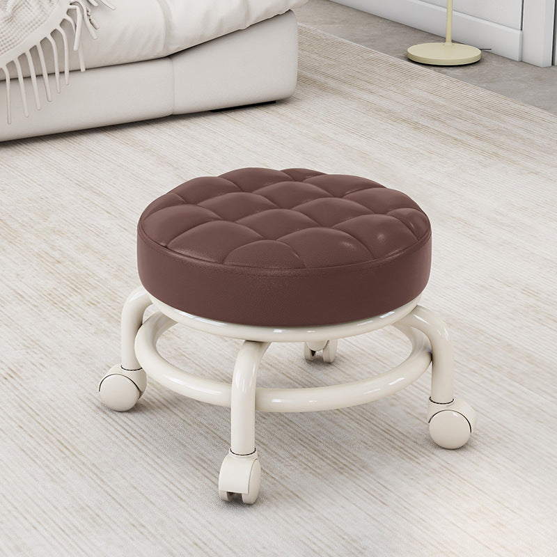 Universal Wheel Small Stool with Wheels, Low Stool for Home, Shoe Changing Stool, Living Room Children's Round Stool with Wheels, Silent Wheels