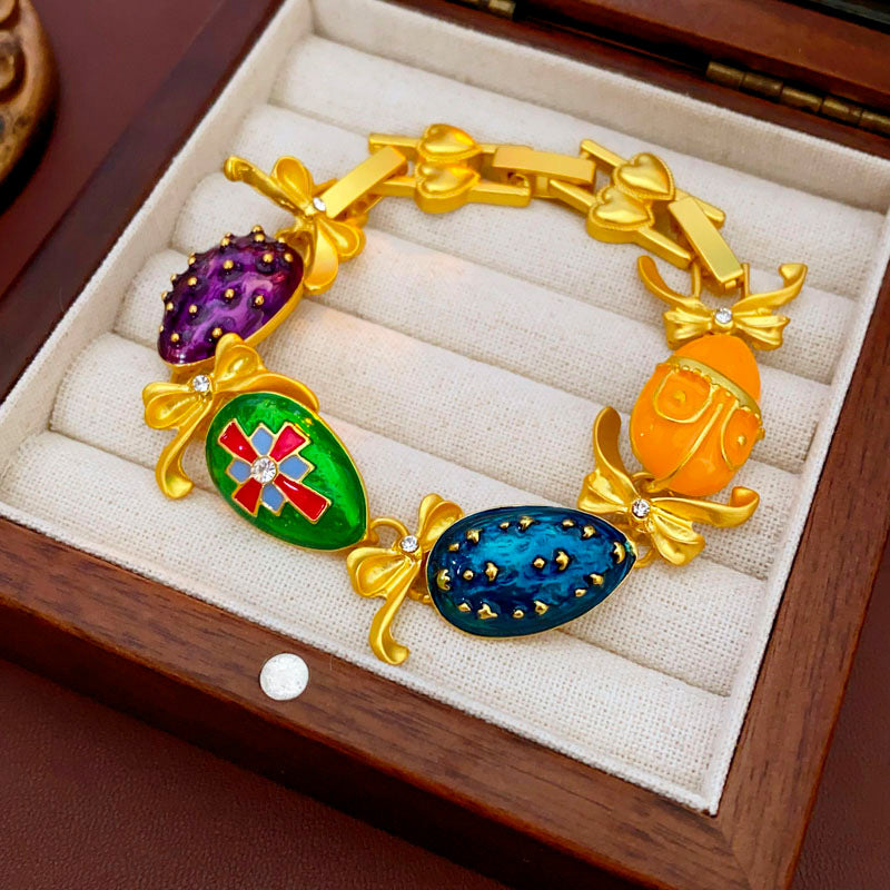 Medieval vintage Water Drop Flower Bow Necklace Palace Style Diamond Inlaid Oil Drop Collarbone Chain High-end Jewelry