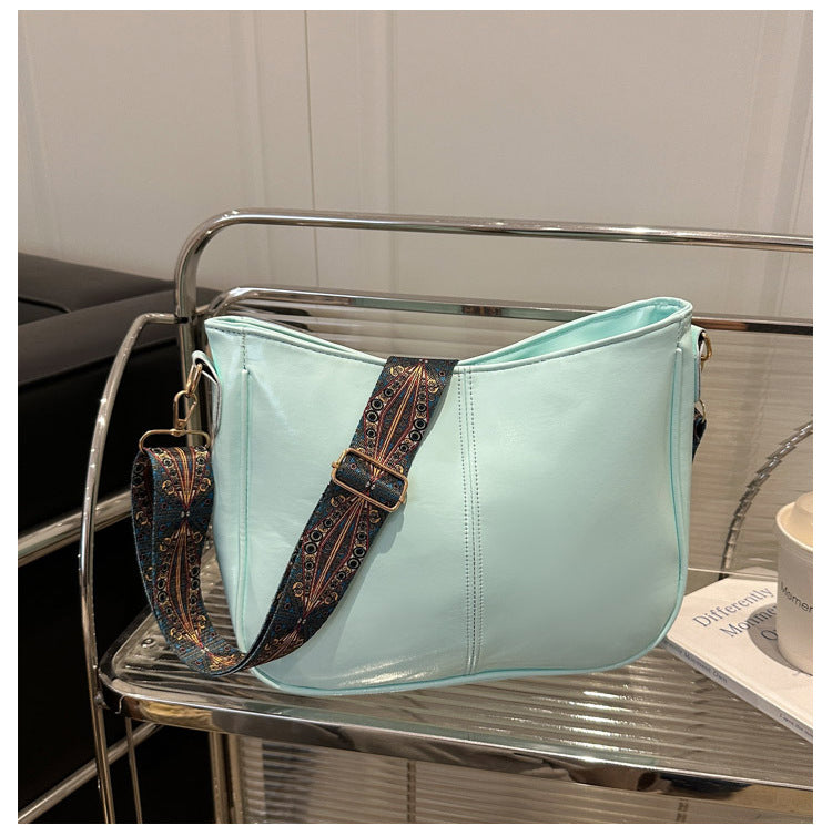 2025Summer New Women's Bag Simple Fashion Single Shoulder Bag European and American Trendy Women's Crossbody Bag Commuter Tote Bag