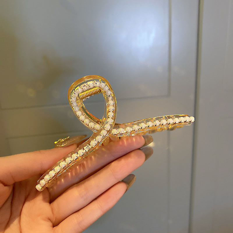 Pearl Large Star Clip Hair Clip Korea ins Fashionable Light Luxury Shark Clip Hair Claw Back of Head Side Hair Accessory for Women