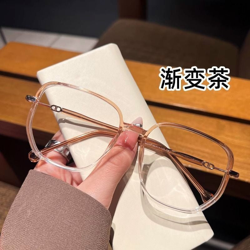 Starry Sky Glitter Glasses for Women with Myopia, Can Be Fitted with Prescription or Non-Prescription Lenses, Suitable for Round Faces, No-Makeup Essential, Fashionable Eyeglass Frames