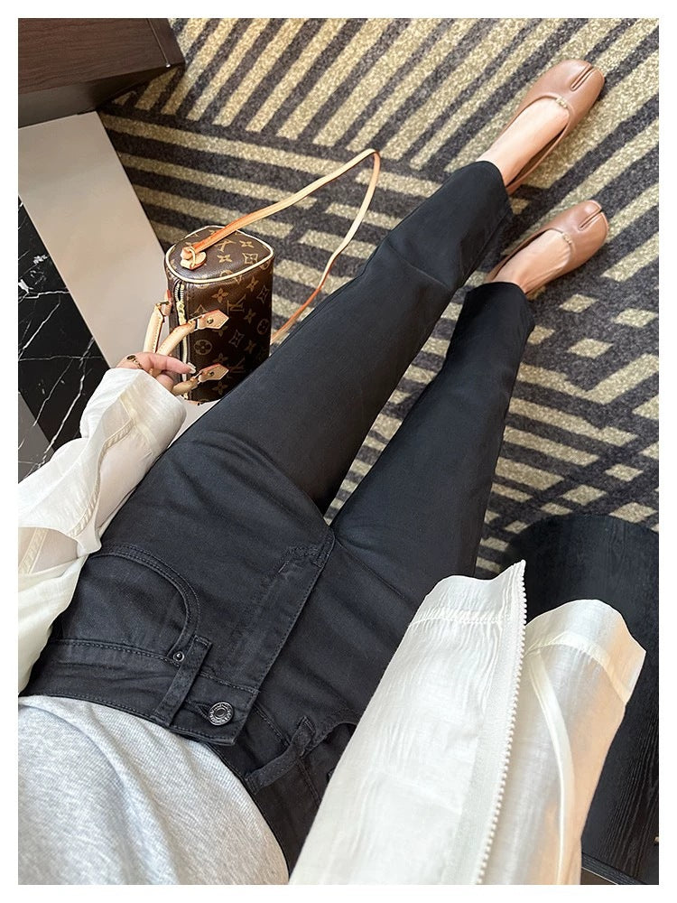 Thin and Soft Mask Pants！Summer Thin Jeans for Women Slimming Petite Nine-point Narrow Straight-leg Pants