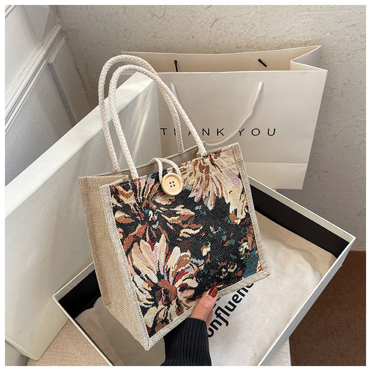 Student Korean Style Handbag Women Fashion Linen Lunch Bag New Japanese Style ins Canvas Tote Lunch Box Bag