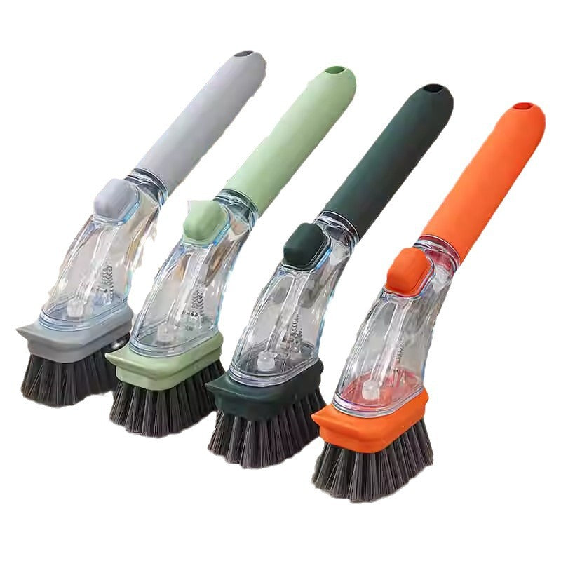 Household Kitchen Pot Scrubber Magic Tool Splash-Proof Pot Brush Multi-Functional Dormitory Kitchen Brush Press Cleaner Integrated Brush