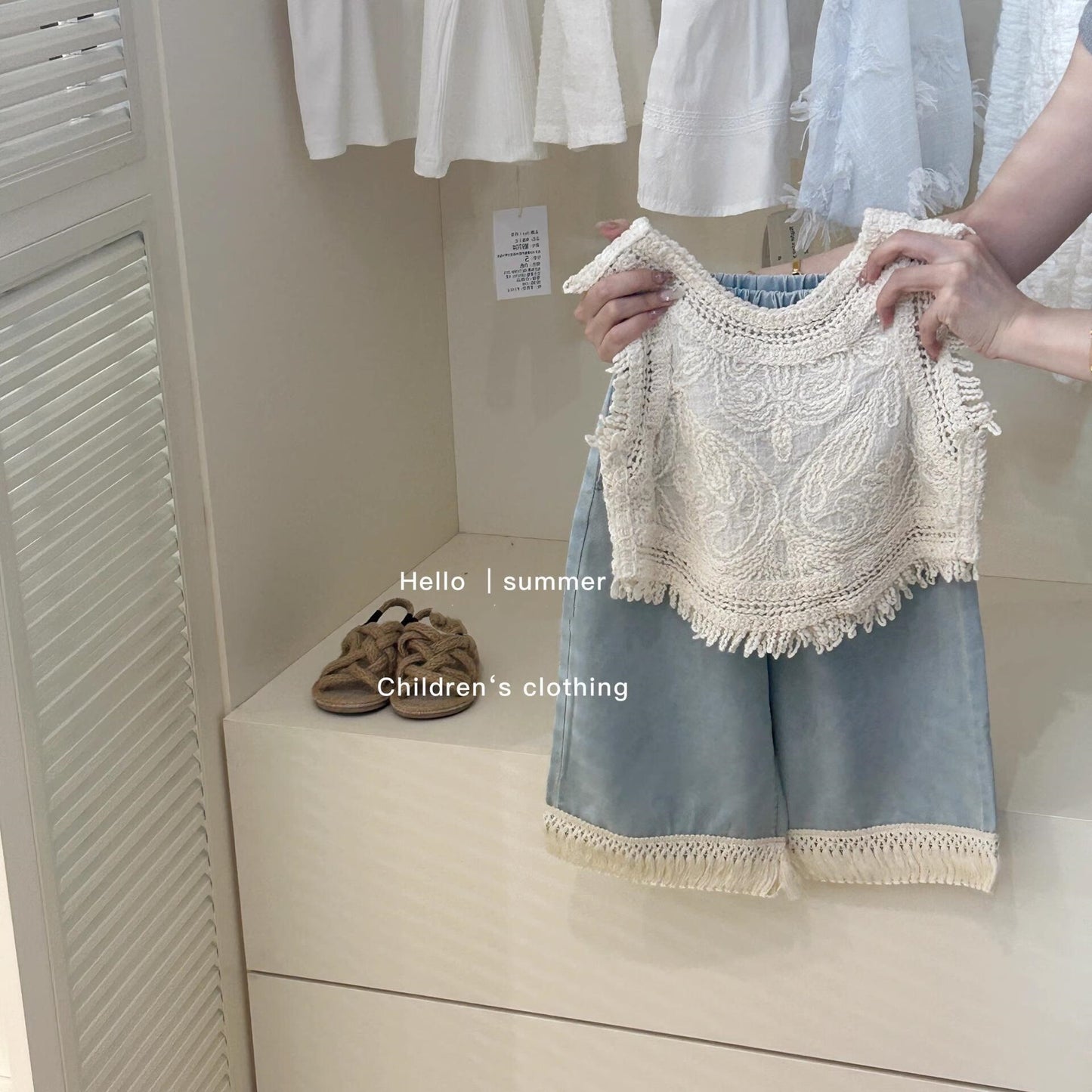 Sweet Little Sister Children's Clothing Girls' Hollow Cool Knitted Vest2025Summer new children's thin knit top