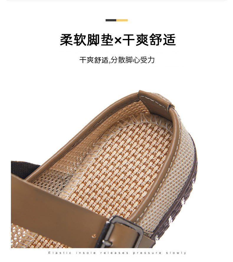 Shoes Women's Casual New Style Versatile Soft Sole Sandals insF French Style Women's Outdoor Slippers Flyknit Mesh Closed Toe Half Slipper