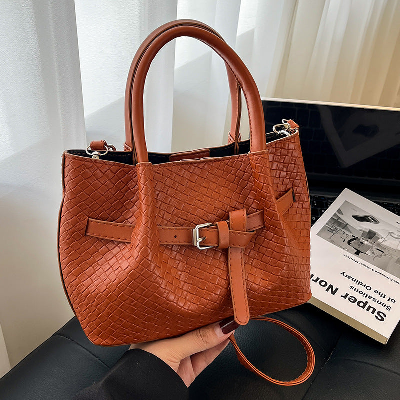 Korean style Niche Sweet Girl Handbag2025New high-end vegetable basket woven bag single shoulder crossbody bag