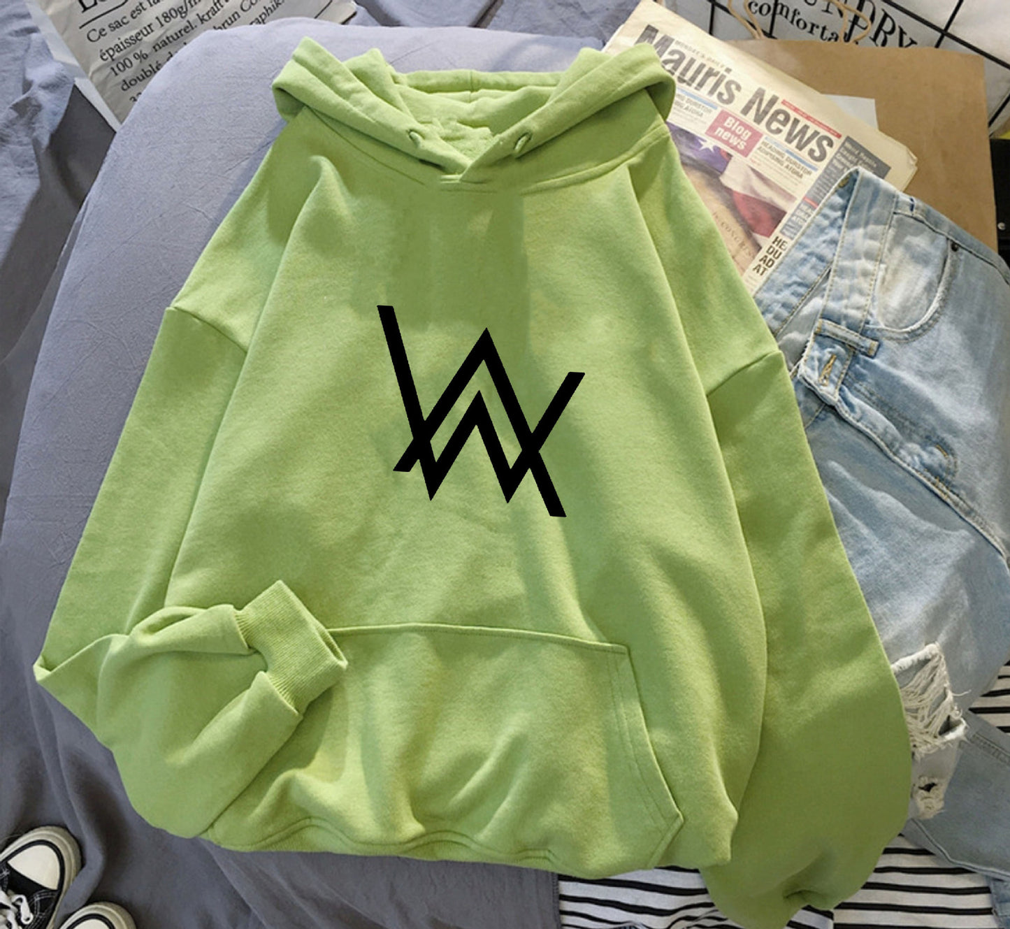 European and American Foreign Trade Exclusive Fleece-Lined Hoodie Sweatshirt for Men and Women, Autumn and Winter Couple's Loose Top, Amazon AliExpress