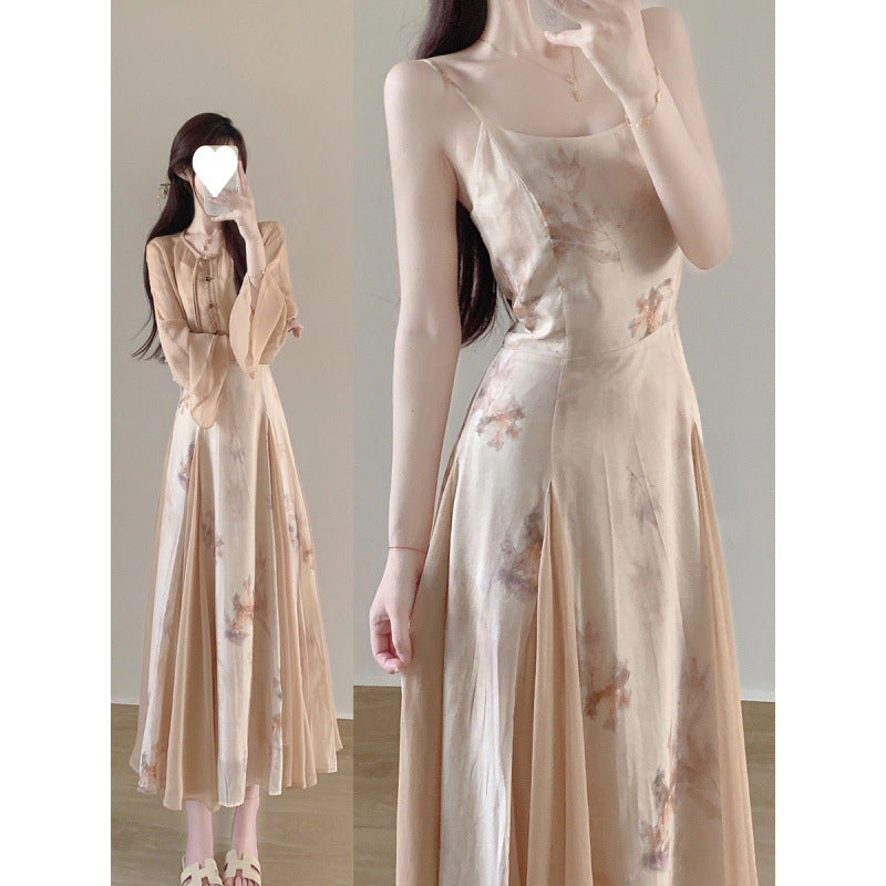 Yuelonggauze2025New Chinese Style National Style Dress Cool Zen Set Ancient Style Wabi-Sabi Dress Tea Dress Cheongsam Dress