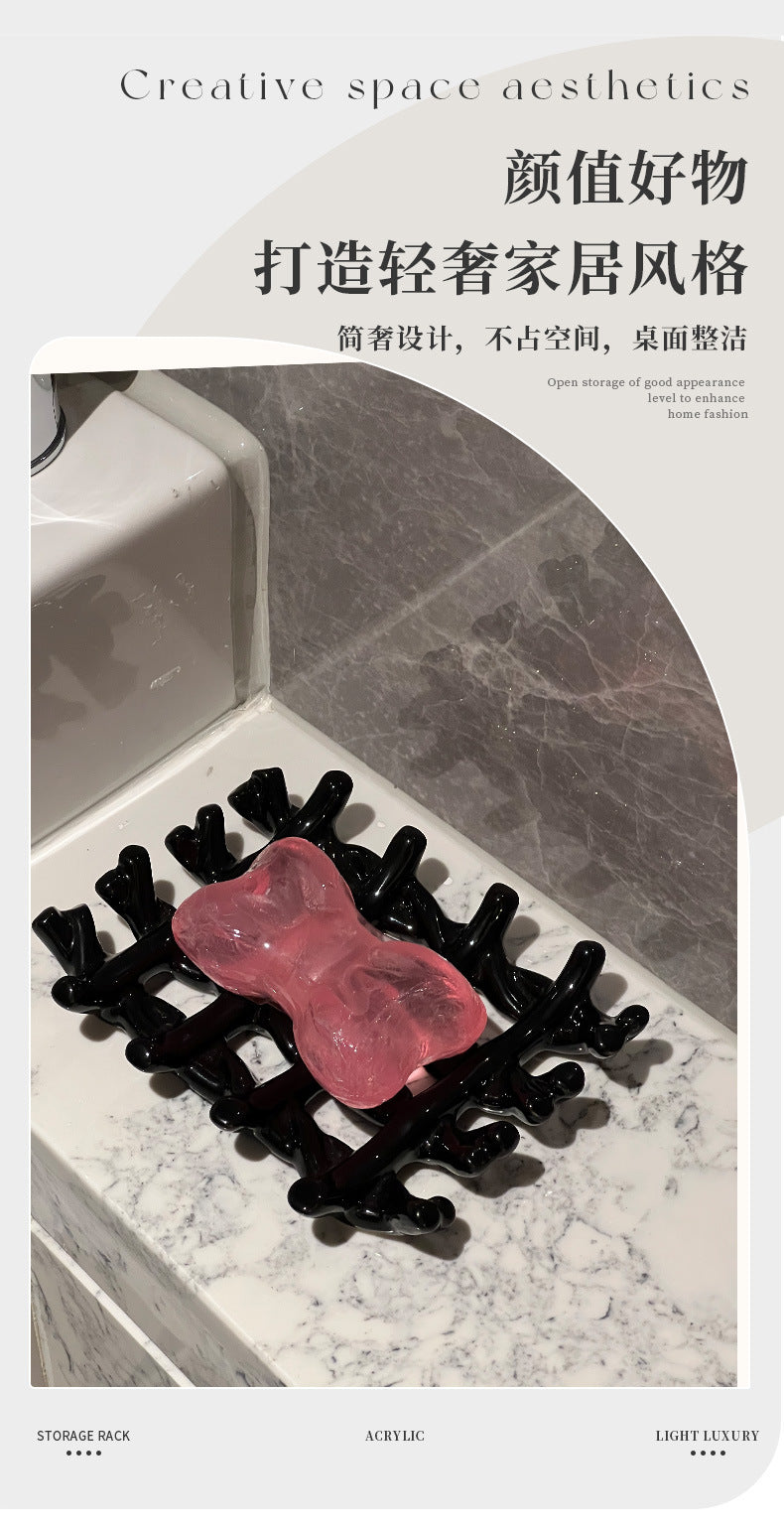 Light Luxury Soap Dish Soap Holder Ceramic Draining Rack Household High-end Bathroom Washstand Storage Artifact