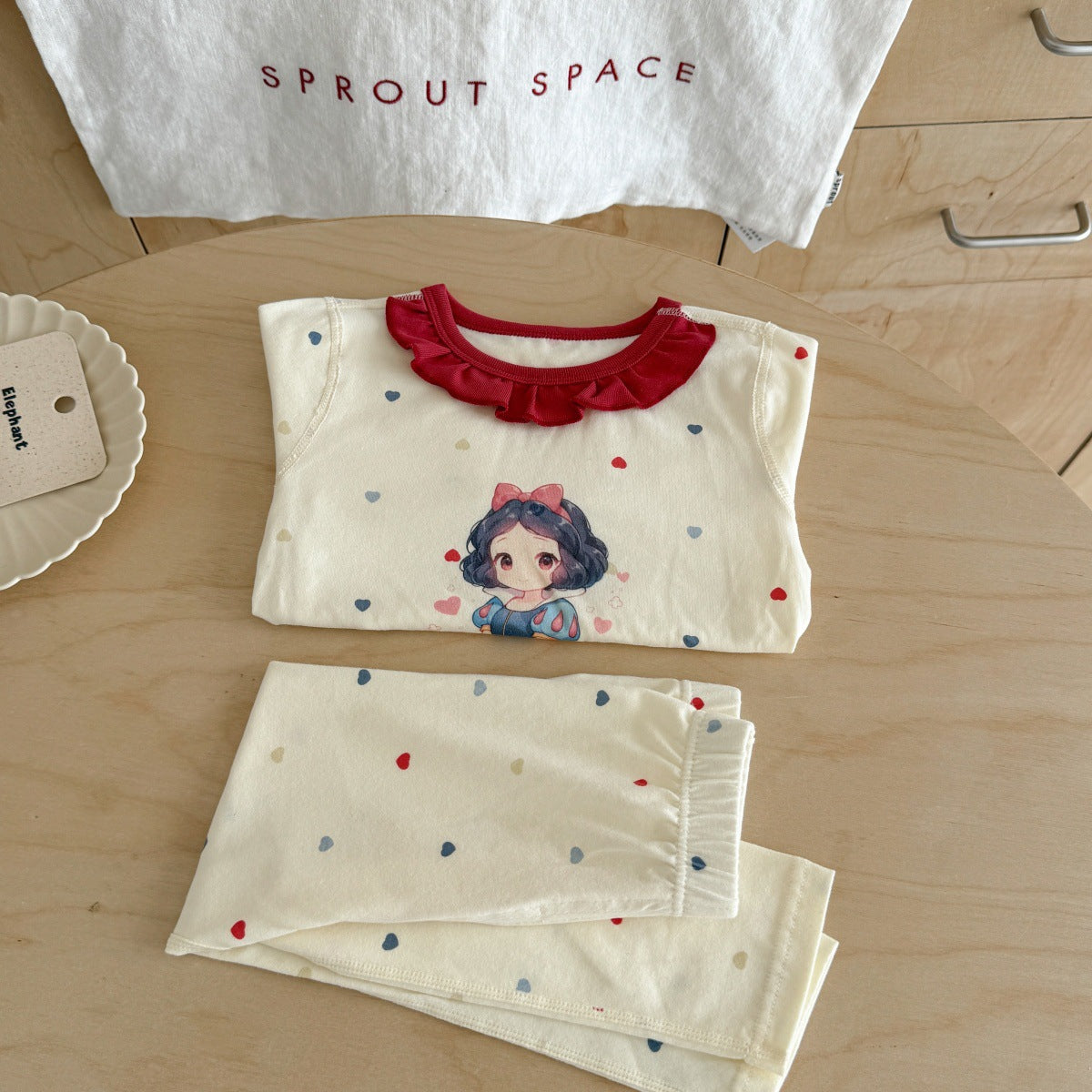 Girls A Pajama Set2025Autumn Girls Korean Style Homewear Baby Cute Cartoon Print Two-Piece Set Trendy