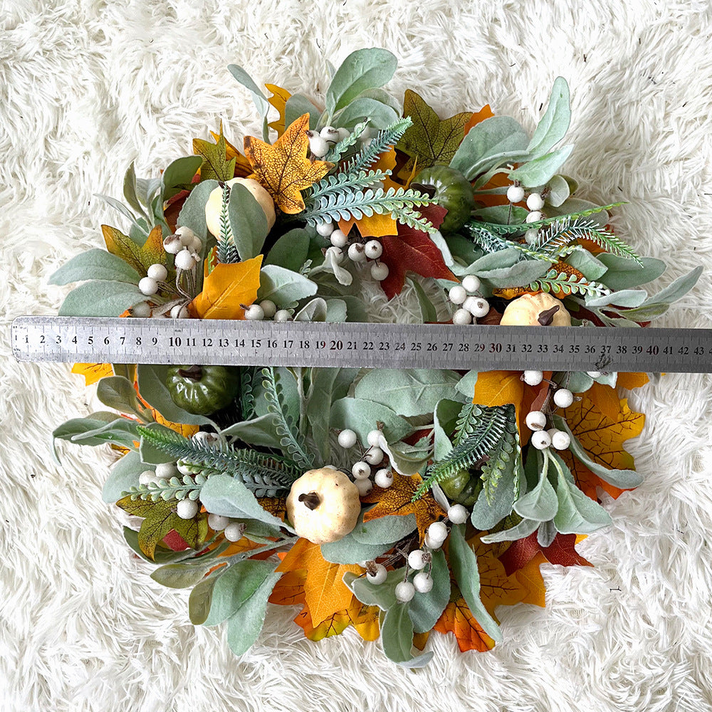 Autumn White Pumpkin Maple Leaf Wreath Amazon Thanksgiving Harvest Festival Autumn Artificial Wreath Pumpkin