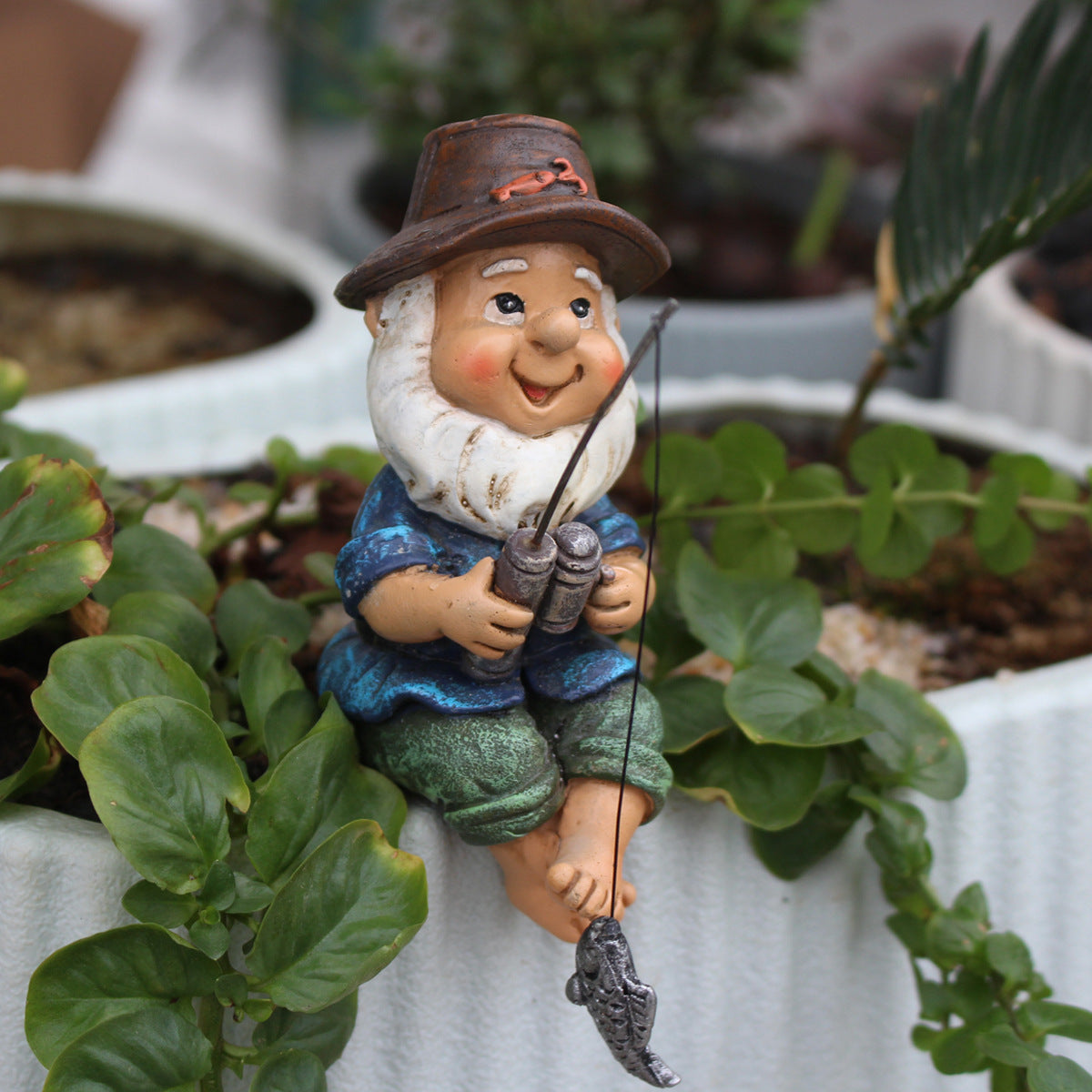 Cross-Border Resin Fishing Dwarf Figurine Garden Rockery Pond Landscape Decoration Accessories Creative Outdoor Courtyard Decor