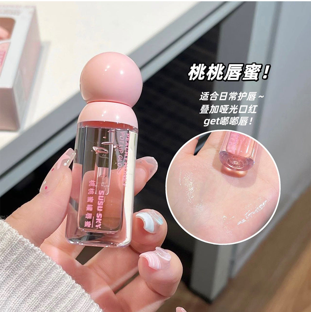 SUSU SKY Peach Honey Pot Lip Makeup Set Moisturizing Hydrating Autumn Winter Anti-Chap Exfoliating Nourishing Repair