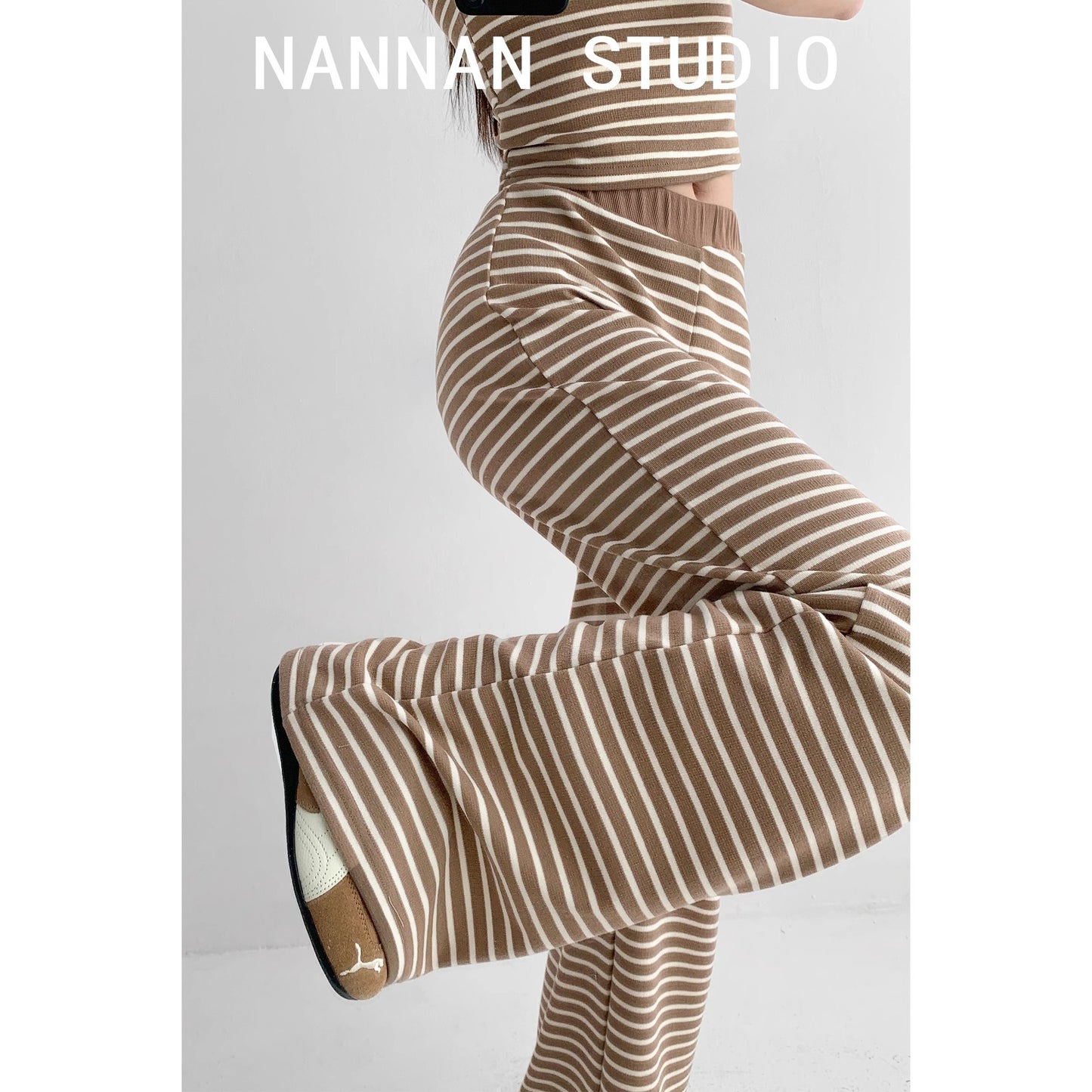 Home Lazy Relaxed Striped Slimming Wide-Leg Pants for Women Summer Hot Girl Fashion Camisole Vest Casual Two-Piece Set