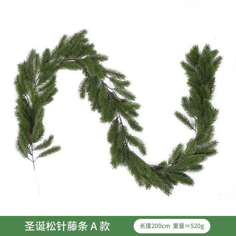 Artificial Pine and Cypress Wreath PE Encrypted Christmas Vine Artificial Christmas Tree Vine Leaves Pine Needles Door Hanging Christmas Decorations