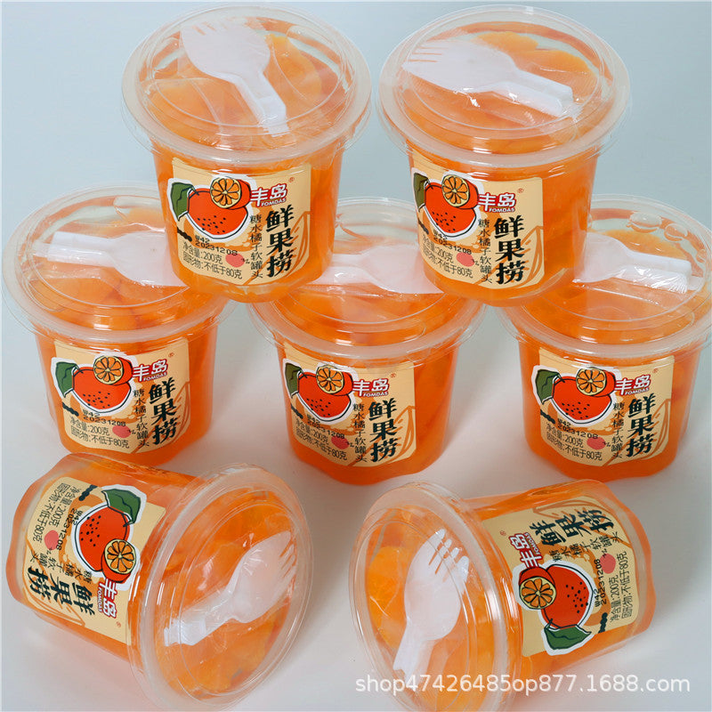 Fengdao Fresh Fruit Mix Orange Yellow Peach Assorted Coconut Jelly Canned Internet Celebrity Fruit Cup Binge-Watching Snack Wholesale