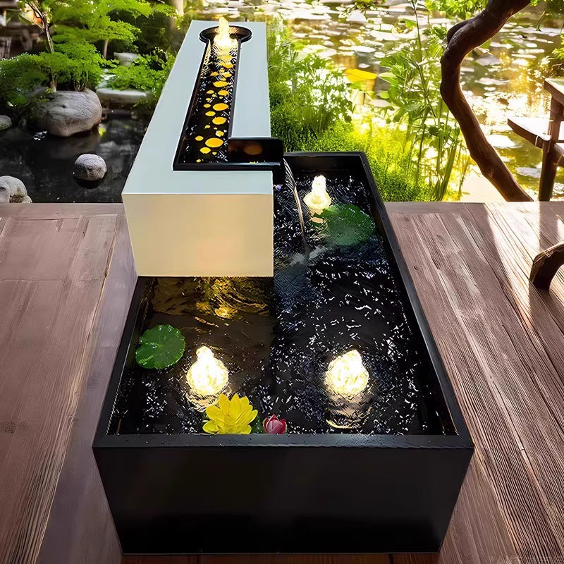 Stainless Steel Fish Pond Water Feature Flowing Water Ornament Garden Courtyard Outdoor Fountain Circulating Water Landscape Engineering Decoration