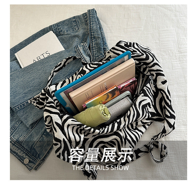 Japanese and Korean Leopard Print ins New Style Single Shoulder Bag Casual Women Versatile Commuting Work Tote Bag Large Capacity Crossbody Bag