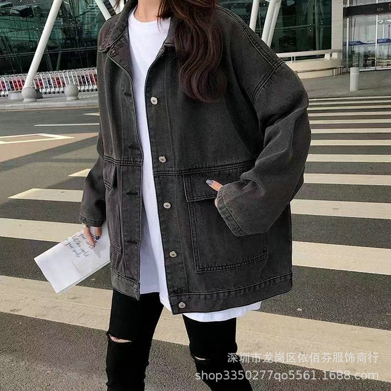 Spring and Autumn Foreign Trade Cross-Border Women's Denim Shirt Trendy Brand Korean Version Street Style Denim Top Women's Export Miscellaneous Denim Jacket
