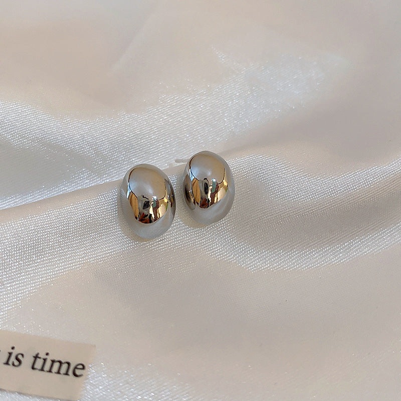 Silver Needle Metal Earrings High-end Simple Stud Earrings Fashion Versatile Light Luxury Unique Niche Earrings Yiwu Wholesale