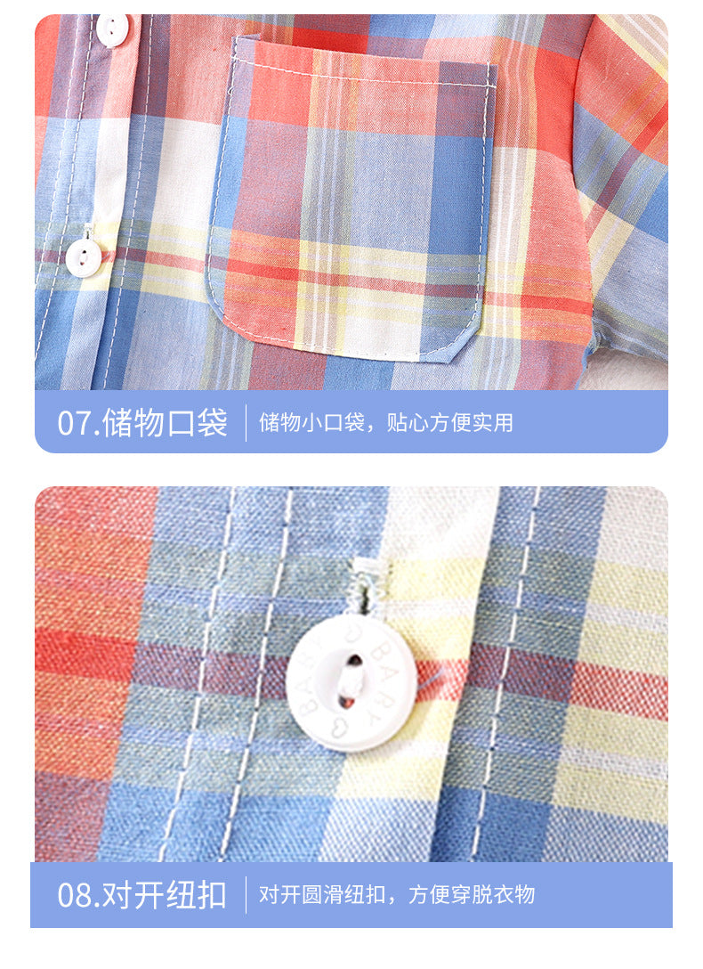 Children's Shirt for Boys2025New Stylish Baby Cotton Plaid Shirt for Spring and Autumn, Fashionable Turn-Down Collar Cardigan for Toddlers