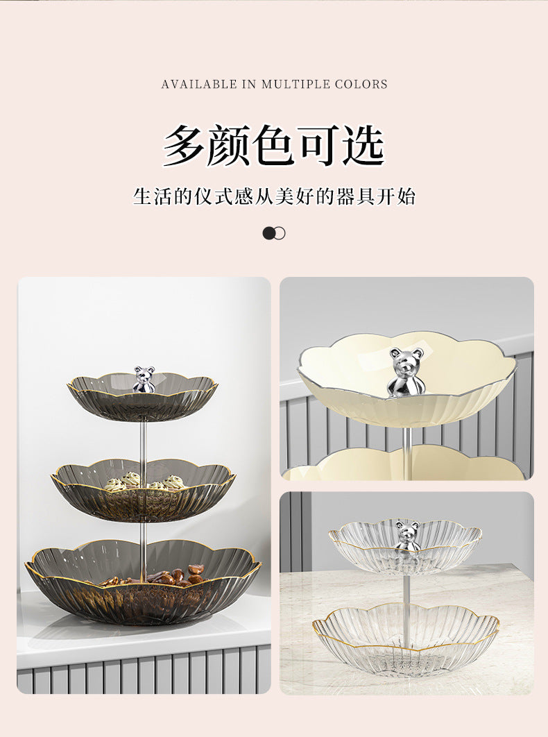 Multi-layer Fruit Plate High-end Luxury Style Home Living Room Snacks Nuts Candy Dried Fruits Fruit Plate Tea Pastry Dessert Plate
