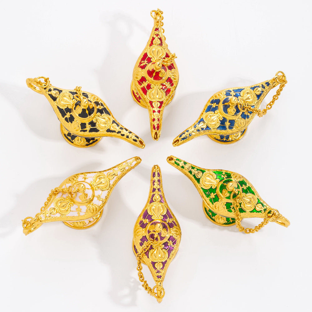 Cross-Border Hot Item Xiyin Aladdin's Magic Lamp Small Alloy Decorative Ornaments Crafts Pattern Magic Lamp