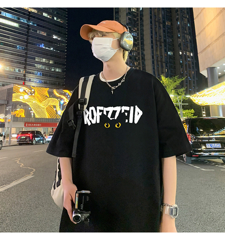 Short Sleeve T Men's Summer New Heavyweight Pure Cotton Crew Neck T-Shirt Large Size Loose Fit Men's Short Sleeve ins Fashion brand top