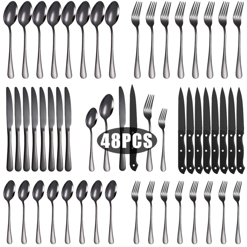 Tableware set Stainless Steel Tableware Set8Set of Cutlery, Fork, and Spoon for One Person48Set of Steak Knives in Color Box